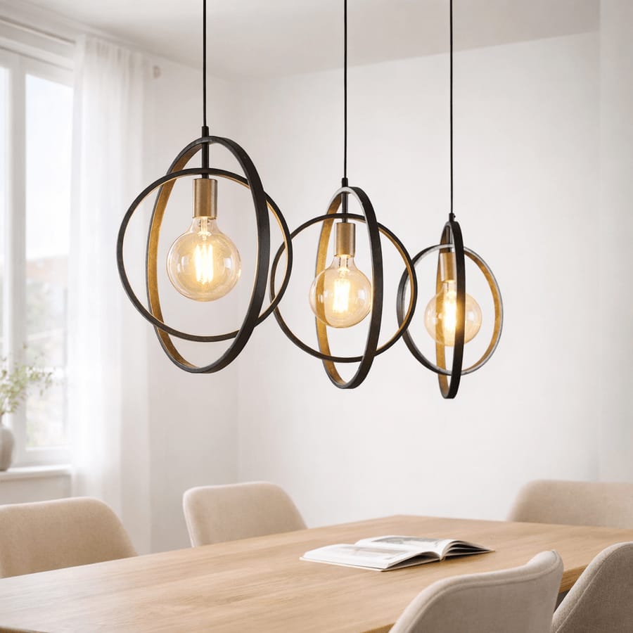 Modern 3-Light Ring Pendant Ceiling Lamp – Industrial Hanging Decorative Light Fixture