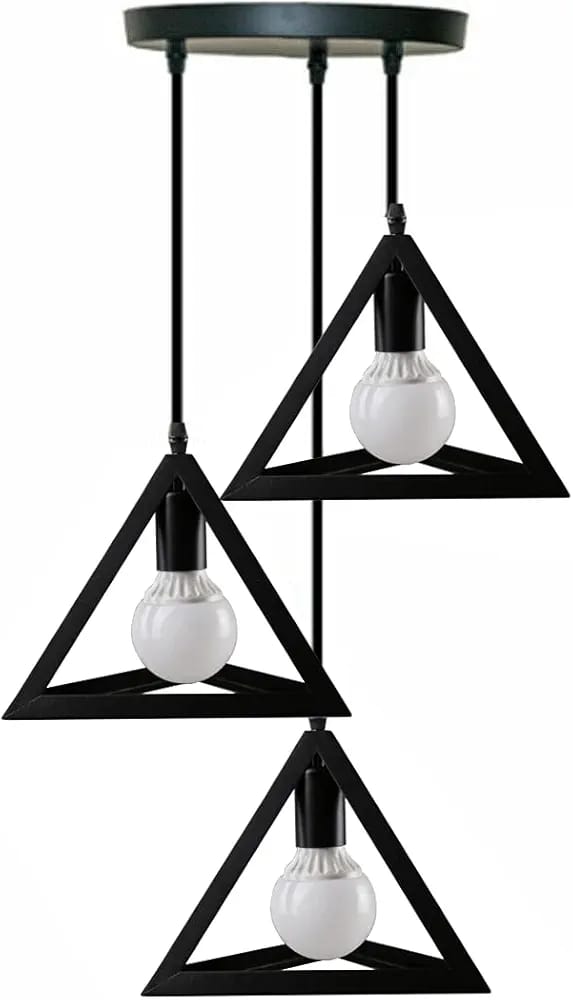 Modern Triangle 3-Light Pendant Lamp – Industrial Hanging Ceiling Light Fixture