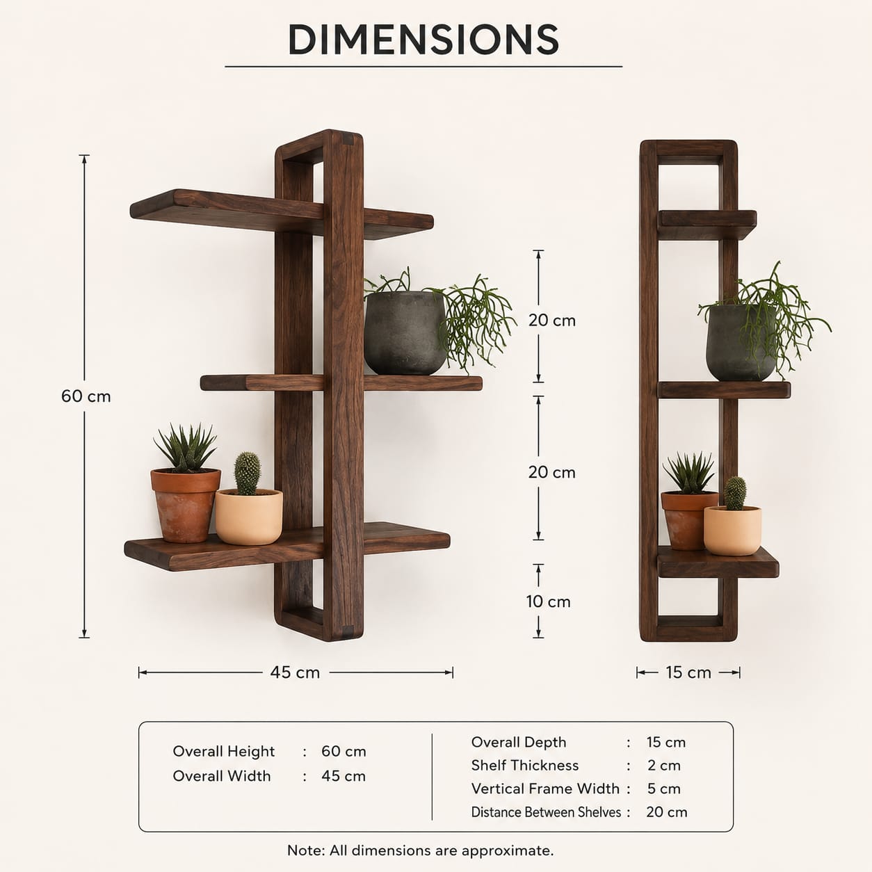 Modern Zigzag Wooden Wall Shelf for Living Room | Decorative Floating Wall Rack