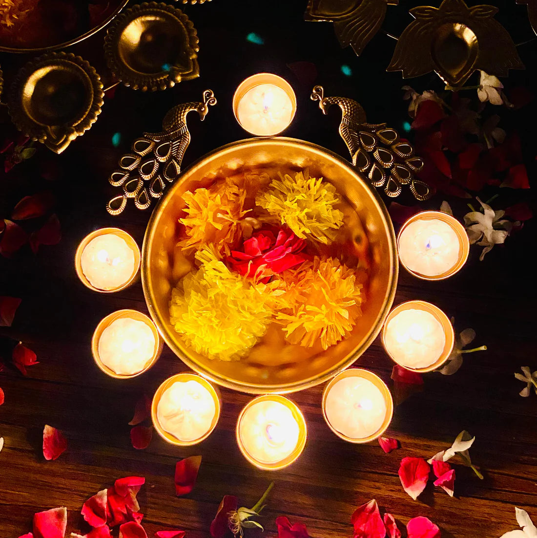 Metal Diya Urli Home,Office Table Decor Diwali Decoration Items for Home Set of 3