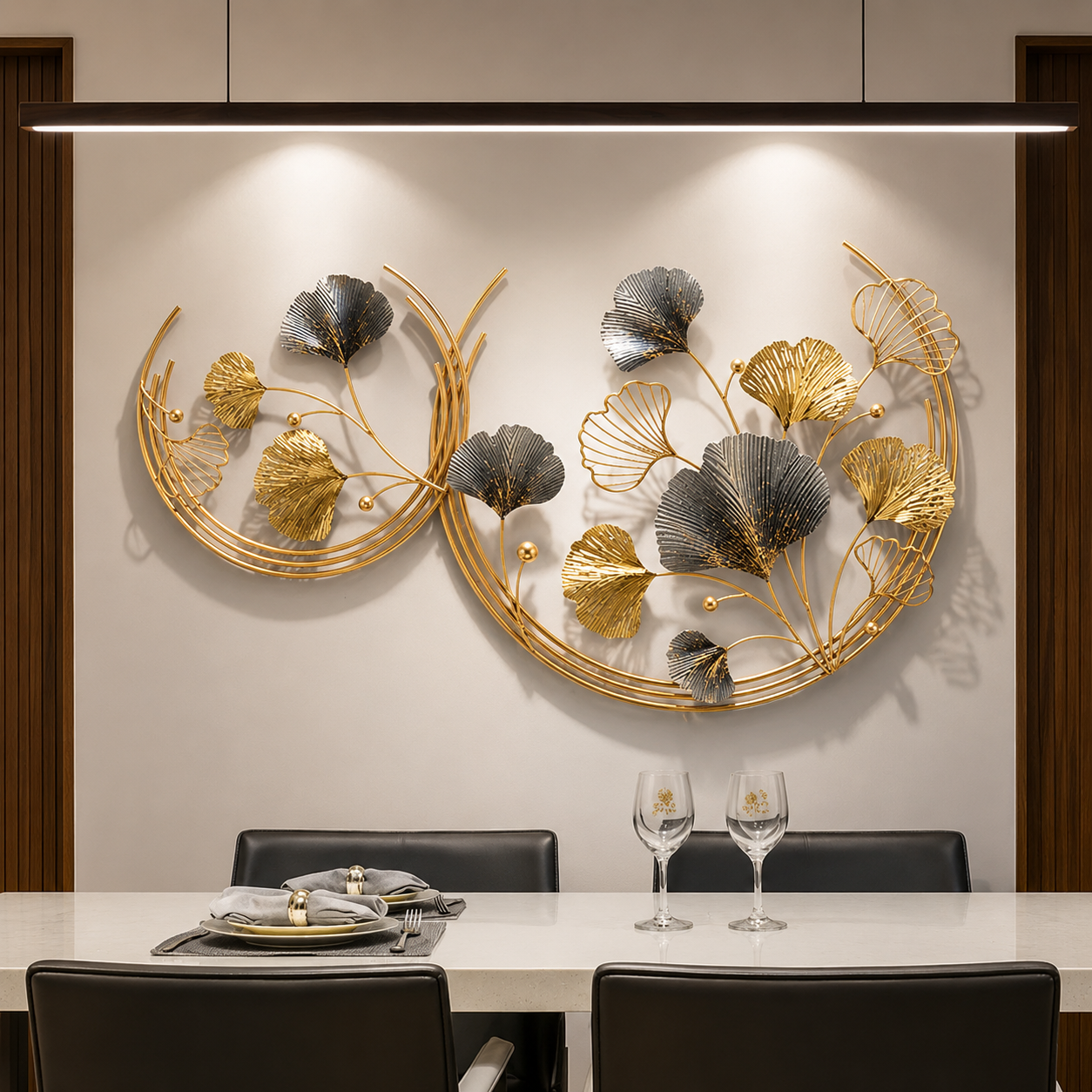 Gold Color Metal Wall Decor Leaf Wall Hanging Decoration,