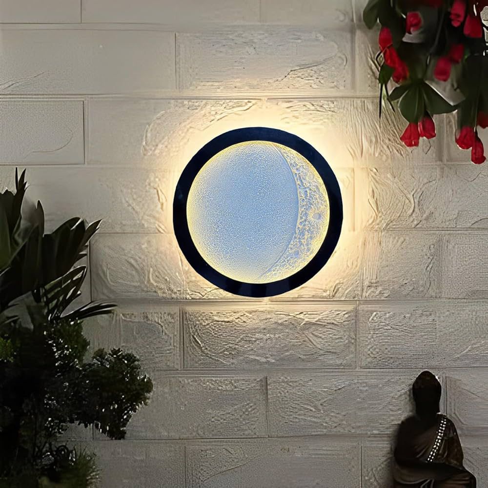 12 Inch 3D Moon LED Wall Light | Modern Lunar Decorative Lamp for Home Décor