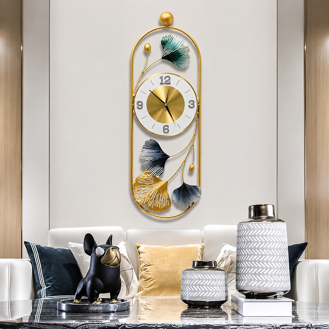 Gold Color Metal Wall Decor Leaf Wall Hanging Decoration,
