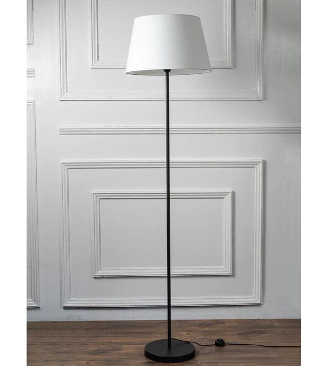 Premium Standing Modern Black Floor Lamp with white Metal Shade