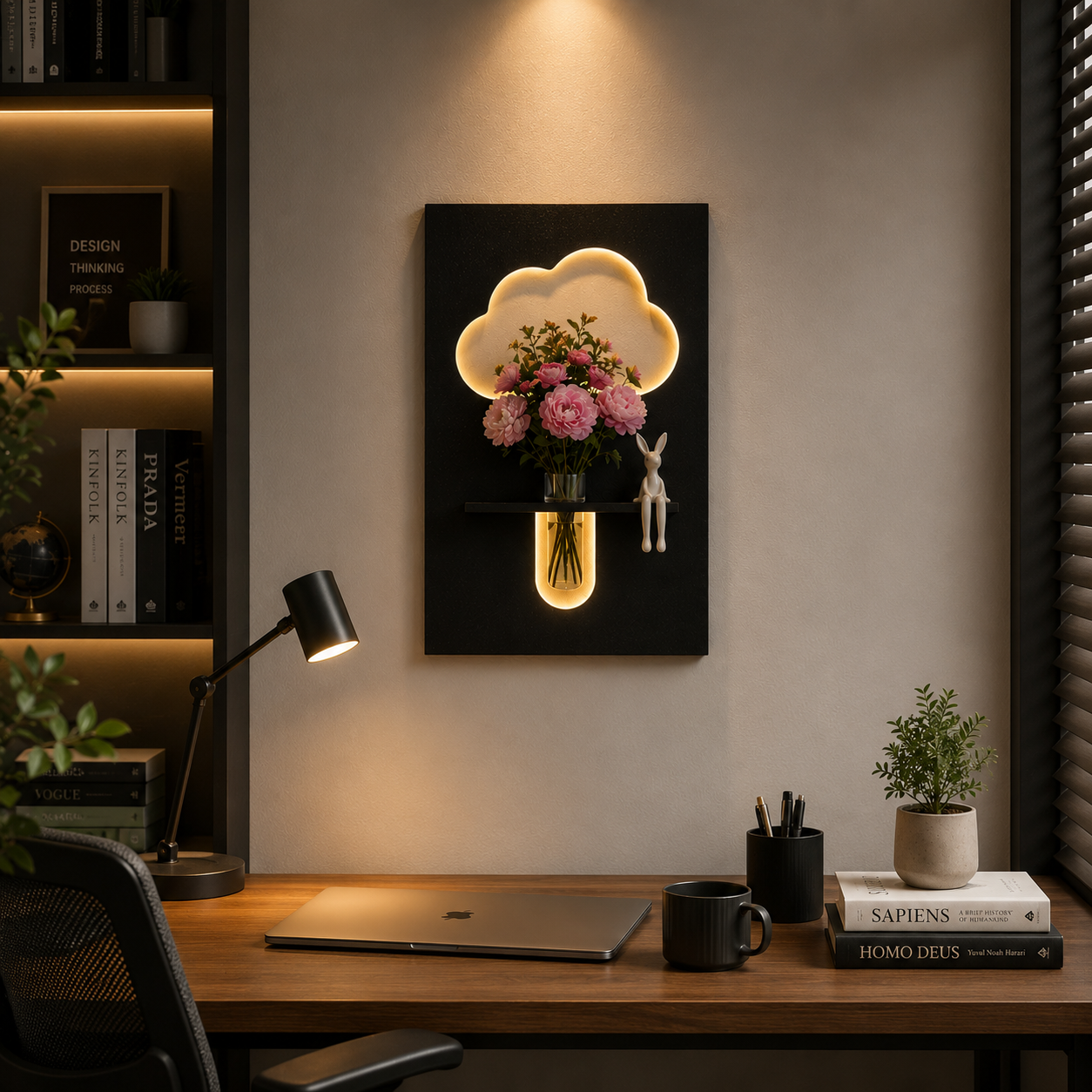 Cloud Glow Floral led Wall art'
