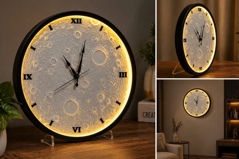LunaGlow Moon Wall Clock